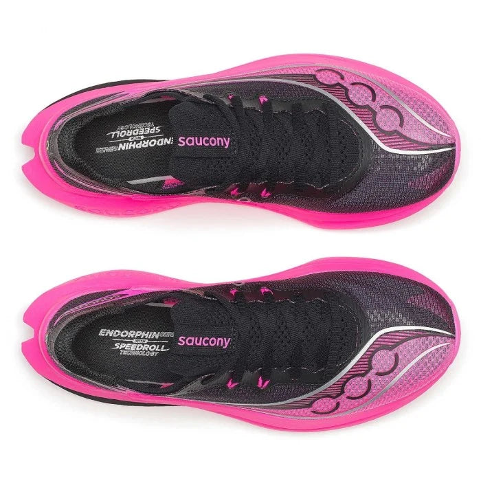 Womens Saucony Endorphin Pro 5 Black/Shock - top view