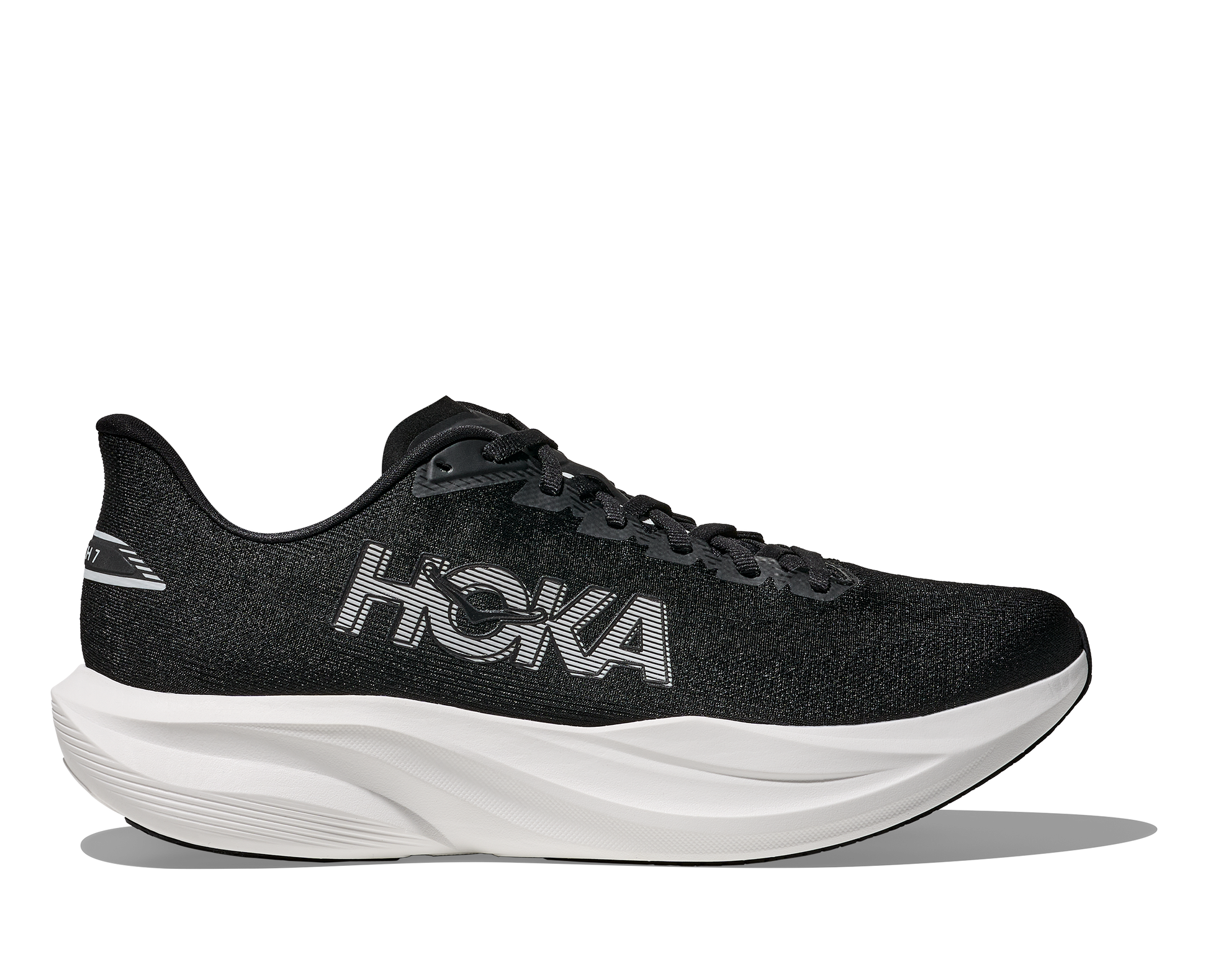 Mens Hoka Mach 7 side view black white