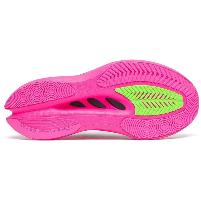 Womens Saucony Endorphin Pro 5 Black/Shock - bottom view